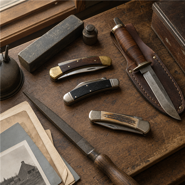 Vintage and modern Buck knives illustrating the history of Buck Knives