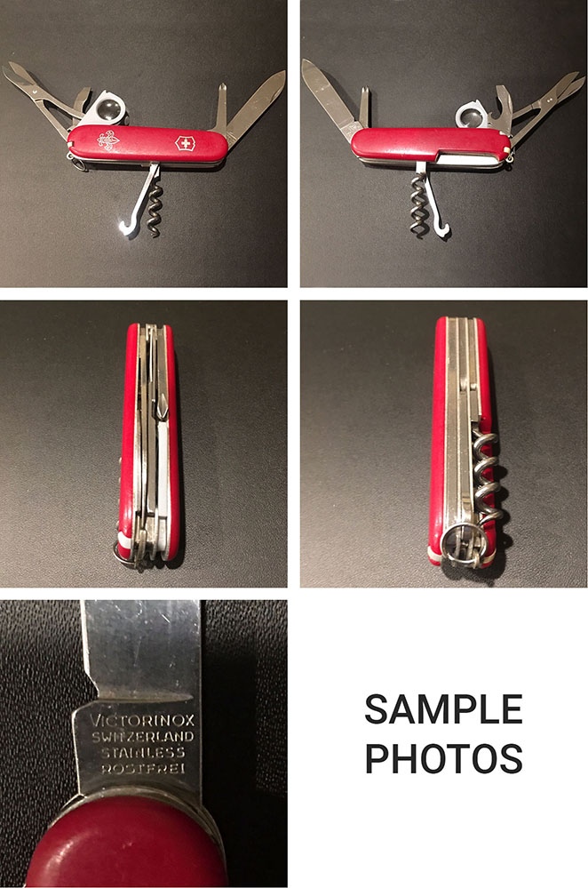 Sample photos for a knife collection quote